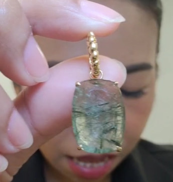 GREEN RUTILATED QUARTZ EARRING